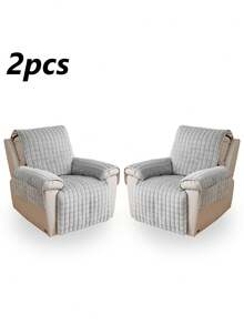 半件现代法兰绒绗缝躺椅套，防滑宠物友好型四季通用沙发套 - 彩色 - 查看 20