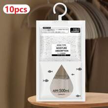 10Pcs/Set Wardrobe Moisture Absorbent Bags, Hanging Dehumidification Bags Anti-Mold And Moisture-Proof Bags, Suitable For Kitchen, Bathroom, Cabinet, Wardrobe, Shoe Cabinet, Car, School, Office, Home, Dormitory, Travel, Home Decoration, Christmas Note: Each Package Contains 50g Of Content ,Dehumidifier For Home