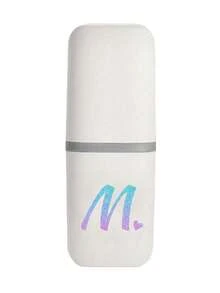 1pc Blue And Pink Gradient Glitter Heart Initials A-Z White Portable Toothbrush Case, Keep Your Toothbrush Clean And Safe On The Go!Travel Toothbrush Holder, Portable Toothbrush Cup Cover