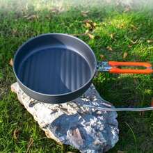 Trwała patelnia zewnętrzna o pojemności 0,9 l ze składanym uchwytem, nieprzywierająca, lekka, przenośna patelnia do smażenia steków, piknik