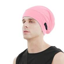 1 件男士可调节莫代尔双层无檐便帽，柔软休闲宽松帽，纯色头饰，适合春秋季、户外运动、所有季节