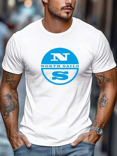 Men's Circle Letter Graphic Round Neck Short Sleeve Casual T-Shirt