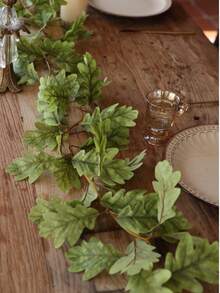 ANNA'S WHIMSY 1pc 170cm Artificial Oak Leaf Vine Garland, Suitable For Autumn, Thanksgiving, Halloween Decor, Indoor Cabinet, Hanging Decoration, Dining Table Center, Staircase Railing, Outdoor Door And Window Decoration,Fake Plants - Multicolor - View 1