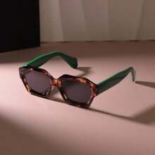 1 pieza Gafas de moda cuadradas vintage, estilo retro casual con bisagras de metal, marco grueso, forma geométrica, para mujeres y hombres