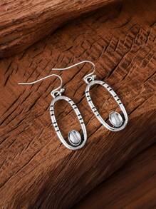 1 Pair Bohemian Style Vintage Simple Hollow Line Elliptical Geometric Pendant Earrings, Personalized Elegant Holiday Party Earrings, Gift