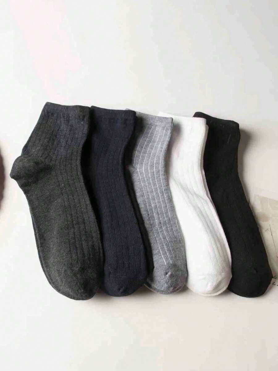 5双升级版厚条纹中筒袜，适合保暖、休闲、居家、户外、运动，持续保暖，舒适，弹性大，鞋底柔软，厚实，透气，防臭，抗菌，适合日常生活，男女通用 - 彩色 - 查看 1