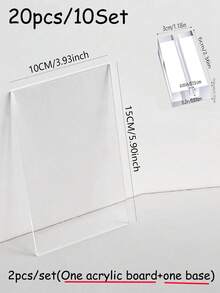 20 pièces / 10 jeux de cartes acryliques rectangulaires transparentes avec base en bois, cartes pour liste des invités de mariage, panneau acrylique vierge pour logo de place, convient pour les mariages, les banquets, les fêtes, les bureaux Saint-Valentin, les mariages de Saint-Valentin, les anniversaires