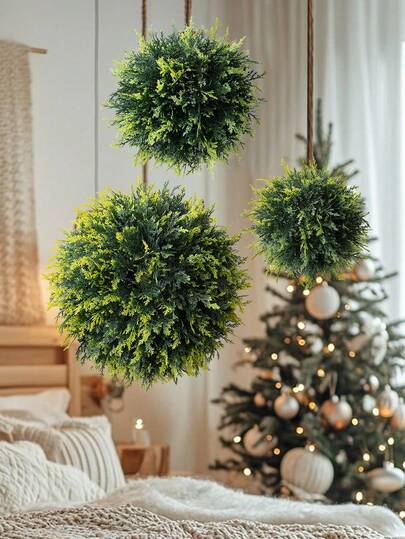 人造雪松草球，人造草球，PE材料，三种尺寸可选，婚礼季，毕业季，家居装饰，餐厅装饰，办公室客厅卧室装饰，派对婚礼花园装饰，派对学校宿舍装饰，四季装饰，绿色装饰，万圣节圣诞节装饰