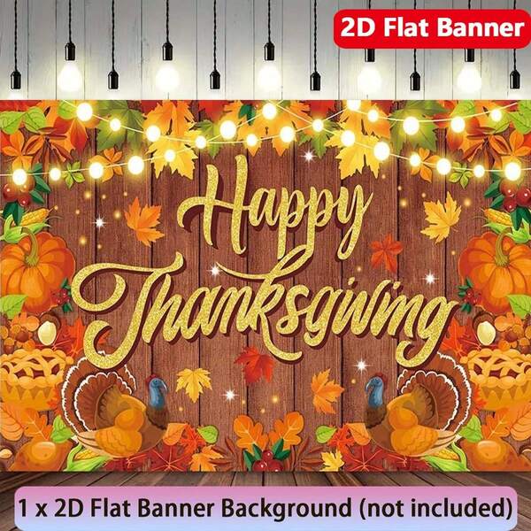 1 Piece 2D Flat Banner Backdrop-Thanksgiving Theme Photo Studio Backdrop, Autumn Harvest Garage Door Banner For Thanksgiving, Christmas Indoor And Outdoor Party Decoration Backdrop, Wide Range Of Uses, Multiple Sizes Available-No Electricity Required