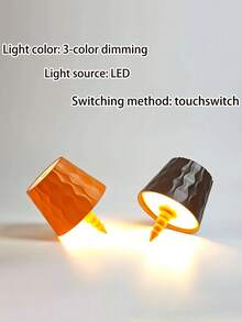 1個極簡 LED 葡萄酒瓶桌燈，矽膠無線觸控充電小夜燈，無級調光，3色可調光，便攜氛圍燈，適用於臥室、客廳、餐廳、露營 - 彩色 - 查看 7