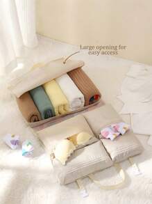 1pc Foldable Travel Organizer Bag, 6-In-1 Minimalist Design With Multiple Pockets, Portable Carry Bag For Storing Clothes, Pants, Shirts, Towels, Skincare, Cosmetics, Suitable For Travel, Vacation, Luggage, Back To School, Dorm, Halloween, Christmas