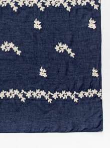 1pc Women Fashionable Spring & Autumn Casual Embroidered Floral Pattern Scarf Shawl Headscarf, Suitable For Everyday Wear