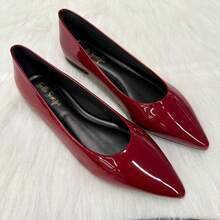 Women's Casual Comfort Patent Leather Black Beige Nude Sneakers - Véc ni Malbec - Xem 2