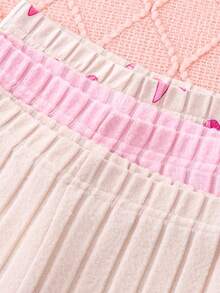 Chatreadl 6pcs/3sets Girls Long Sleeve Sweatshirt & Pants Outfits, Bow, Ribbed Texture, Cute & Warm, Breathable & Comfortable - Multicolor - View 7