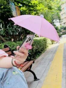 1pc Silicone Pig Shaped Phone Holder Umbrella, Can Provide Sun And Rain Protection Compatible With IPhone, Android Phone, Gift For Birthday, Family, Friends Phone Stand Phone Accessories - View 2