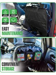 2pcs 1pc Car Seat Back Protector+ 3 Pocket Storage Organizer, X-Large Waterproof Kick Mats Backseat Protector, Car Seat Back Protectors For Vehicles To Protect From Dirt, Mud & Scratches- Universal Fit Automotive Interior Protectors,Car Interior Protection Accessories - Multicolor - View 7