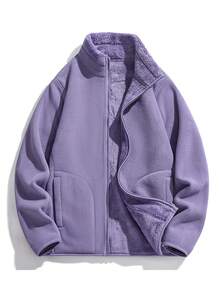 Damen Lässig Tiger Puppen Fleecejacke, einfarbig minimalistisch, vielseitige Oberbekleidung