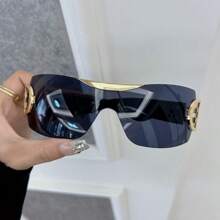 1 pieza Gafas de moda sin montura clásicas, estilo cuadrado retro casual para hombres y mujeres, con forma envolvente personalizada