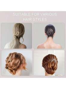 3/2/1件套大号优雅金色U型金属发夹 - 适合浓密长发，女士法式发夹，发髻延长器，发髻制作器，发夹，发饰，学习用品，法式发卡 - 彩色 - 查看 7