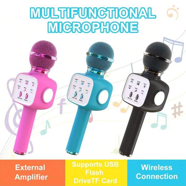 Wireless Karaoke Microphone, Handheld Microphone Speaker With Voice Changer, Multi-Color - Karaoke, Singing Handheld, Speaker, Multifunctional Microphone, Portable Microphone, Suitable For Unforgettable Birthday Parties, Family Gatherings And Christmas Gifts