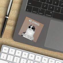 3-Inch "Cool Cat No Stress Just Vibing" Sticker - - Themed Vinyl Sticker With Stylish Feline Illustration For Laptops, Notebooks, Water Bottles, Cat Lovers' Spaces, And Chill Decor | Great For Cat Enthusiasts, Relaxation Seekers, Meme Fans, And Followers | Perfect For Showing Laid - Back Vibe, Adding Fun Flair, And Celebrating Feline Coolness | Fun Sticker For Cat - Related Good Vibes And Chill Imagery