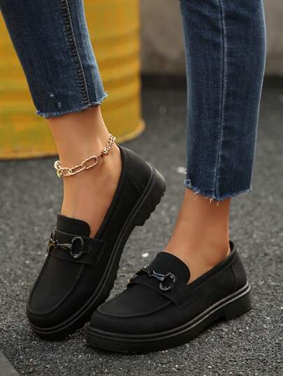 Women's Fashion British Style Loafers, New Design, Versatile Casual Slip-On, Anti-Skid, Soft & Comfortable, Suitable For School And Commute