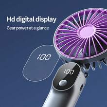 3-In-1 Foldable USB Powered Fan With 6 Wind Speeds & Digital Display, Portable Makeup Fan With Stand, 90°Adjustable For Handheld, Neck, And Desktop Use, Suitable For Travel, Beach, And Outdoor