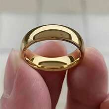 1pc Unisex 6mm Classic 18K Gold Plated Stainless Steel Ring, Gold Or Silver Color, Minimalist Smooth Arc Design, Elegant Wedding And Anniversary Jewelry Gift, Durable Non-Fading Stainless Steel Fashion Accessory, Minimalist Luxury Design, Suitable For Engagement Or Wedding Ring, Perfect Choice For Proposal And Engagement