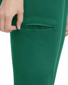 Women's Scrub Pants, Yoga Joggers, Elastic Drawstring Waistband, Zipper Pockets, Sweat Wicking Quick Dry Mid-Rise Slim Fit Cargo Pants Fall Clothes For Women