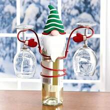 1 buc, Suporturi pentru sticle și pahare de vin de Crăciun - Suporturi decorative pentru vin în formă de Moș Crăciun și om de zăpadă, Afișaje pentru masă de sărbători, Decorațiuni pentru mese de sărbători și Cadouri excelente
