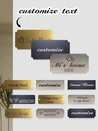 Anpassad textplakett, personlig rostfri plakett, anpassad minnesplakett, anpassningsbar namnskylt för vägg, metalletiketter, 3 färger silver/guld/svart, födelsedagspresenter, dörr, vardagsrum, sovrum, kök, årsdag, pojkvän, flickvän, vänner, familj, par, alla hjärtans dag-presenter