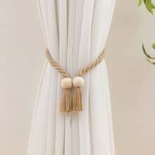 2 件木制窗帘绑带，波西米亚风格涤纶手工编织绳，带圆球或立方体设计，适用于窗帘、透明窗帘架，增添舒适氛围 - 彩色 - 查看 7
