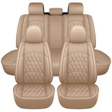 Cobear 5seats Car Seat Covers PU Leather Waterproof Car Seat Cushions Car Seat Protector Full Set Front Seats Rear Seat Covers Universal Fit Most Cars MH20 - 米色 - 查看 13