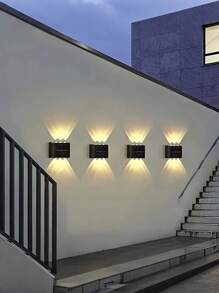 Solar Outdoor Patio Light, 10 LED Bulbs Wall Mounted Fence Wash Light, Up/Down Lighting, Suitable For Exterior Wall, Full Brightness Use, Energy-Saving LED Lighting Modern Pendant Light, Acrylic LED Lamp, Patio Outdoor Light