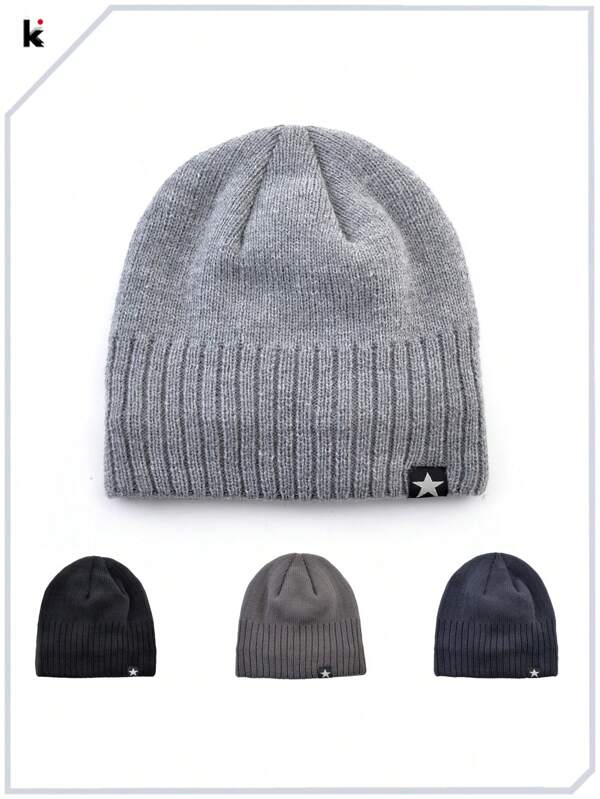 KKISSBAOBEI قبعة رجالية مصنوعة من الصوف بشعار نجمة، قبعة جمجمة مبطنة بالفليس سميكة ودافئة للخريف والشتاء، مناسبة للارتداء اليومي والدراجات والتزلج