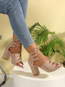 2025新款粗跟舒适时尚豹纹粗跟沙滩派对女士高跟凉鞋女式高跟鞋金色高跟鞋