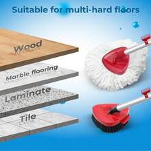 Spin Mop Replace Head Compatible With Ocedar EasyWring 1 Tank, Upgraded Scrub Brush Mop Replacement Head, 2 Microfiber Mop Refills, 1 Mop Handle, 1 Mop Base And 1 Mop Base Cleaning Brush Combo Set,7658711