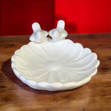 Ceramic Soap Dish For Kitchen Or Bathroom Decorated With Sunflower And Bird - 白色 - 查看 8