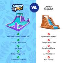 Sunny & Fun Four Corner Inflatable Water Slide Park – Heavy-Duty For Outdoor Fun - Climbing Wall, Slide & Deep Pool – Easy To Set Up & Inflate With Included Air Pump & Carrying Case - Water Slides For Kids Backyard - Purple - View 9