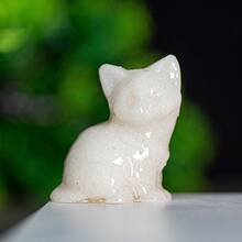 天然石英水晶招财猫手工树脂猫雕像 | 天然石英石镶嵌家居装饰 | 风水招财猫桌面摆件 | 送给朋友和家人的圣诞节和生日礼物 - 多色 - 查看 27
