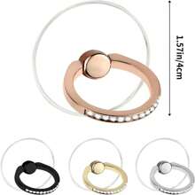 1 pieza Soporte para teléfono móvil con forma de anillo de cristal de imitación, con soporte giratorio de 360° de acero inoxidable, montura de anillo de teléfono de acrílico transparente, compatible con varios teléfonos y fundas