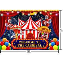 Circus Carnival Backdrop For Photography Welcome To The Carnival Banner Photo Background For Carnival Theme Birthday Party Decorations Red Tent Colorful Balloons Photography Background - Phong cách - Xem 5