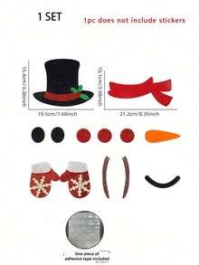 1 zestaw - urocze ozdoby świąteczne z filcu: Święty Mikołaj, Bałwan, Renifer, Naklejki na drzwi/okno, Akcesoria do gabloty sklepowej, Naklejki świąteczne, Naklejki filcowe, Zdejmowane naklejki na drzwi/okno z bałwankiem