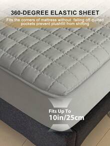 1pc Waterproof Fitted Sheet, Bedding, Halloween Decor, Christmas Decorations, Mattress Cover, Fall Decor, Quilted Bed Cover, Soft And Comfortable Bedding For Bedroom, Bedspread For Bedroom Decor, Halloween Gift, Room Decor, Skin-Friendly Full Coverage Fitted Sheet, Solid Color Grid Design Mattress Protector, Fitted Bottom Sheet For Twin, Full, King, Queen Size, Machine Washable, Perfect Holiday Gift - Xám - Xem 4