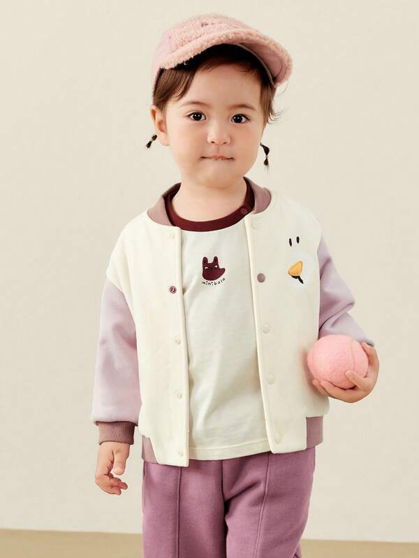 mini bala Baby Girl Baseball Jacket 2025 Fall Colorblock Soft Outdoor Coat