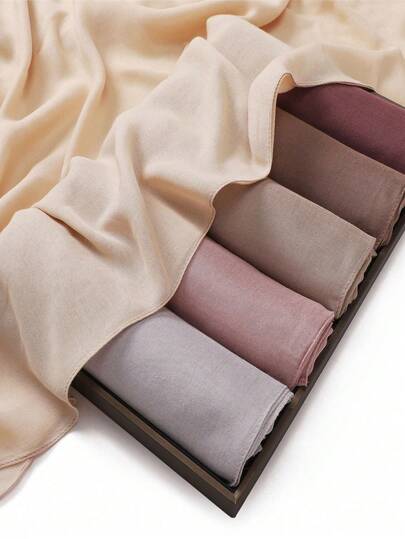 1pc Women's Solid Color Minimalist Long Scarf, Muslim Headscarf, Hijab Scarf, Lightweight Breathable Summer Head Wrap, Elegant Fashion Versatile Headscarf, White Scarf, Suitable For Daily Matching, Hijab Accessories, Can Be Used As Shawl For Sun Protection All Seasons
