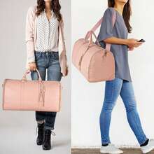 Borsa portatutto per viaggi, borsa porta abiti da viaggio, set di 2 borse da viaggio appensione/weekend + trousse, borsa da viaggio convertibile con tracolla, borse da viaggio per abito, valigetta porta indumenti per bagaglio a mano, borse per università, borse per ospedali, borse per inverni, borse per palestra, borsoni da weekend, borse da notte, borse da viaggio - Rosa - Visualizzare 7