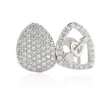 1 pieza Decoración retro de hip hop con dientes postizos de cobre y circonio, hueco con flecha, incrustado de diamantes, para Halloween, lleno de diamantes en forma de corazón - Multicolor - Ver 11