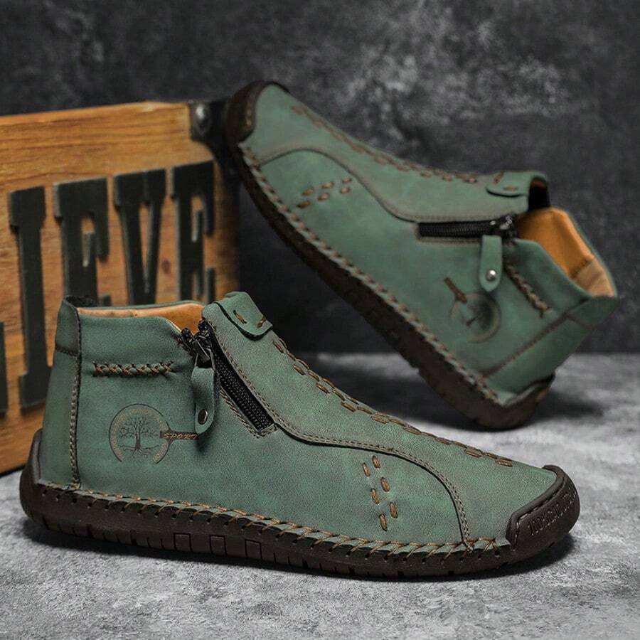 Low-Top, Pure Handcrafted Men's Casual Business Shoes And Outdoor Sports Shoes - màu xanh lá - Xem 1