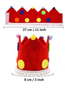 1pc Red Circus Element Crown Style Hat, Suitable For Party